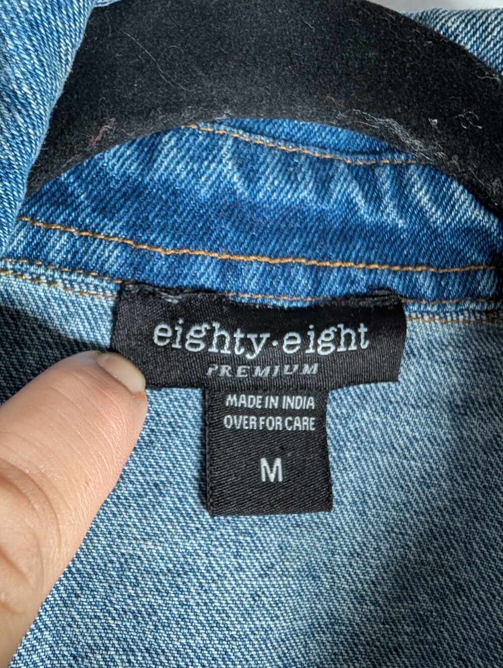 Eighty Eight Blue Denim Jacket with Contrast Stitching **Missing Button** - Picture 5 of 6